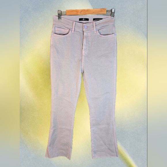 7 For All Mankind Denim - 7 For All Mankind Womens Sz 28 Lilac Italian Cotton High Rise Jeans Raw Hem